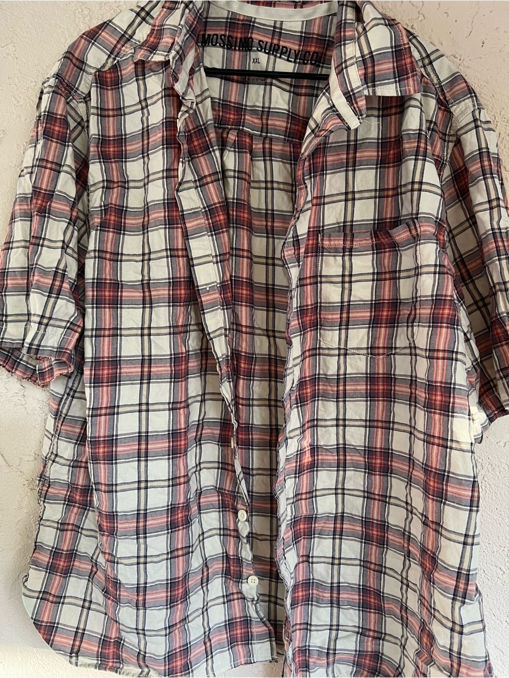 Mossimo Supply Co. Men’s Short-Sleeve Plaid Button-Down - Red & White